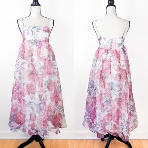 🌞 NWT Storia Pink Roses Baby Doll Midi Dress